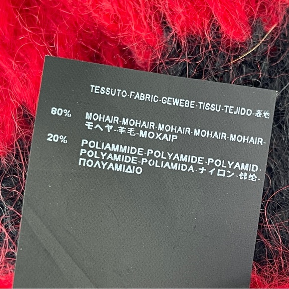 Saint Laurent Paris FW13 Red & Black Striped Knit Extra Long Scarf Mohair Wool - Picture 9 of 9